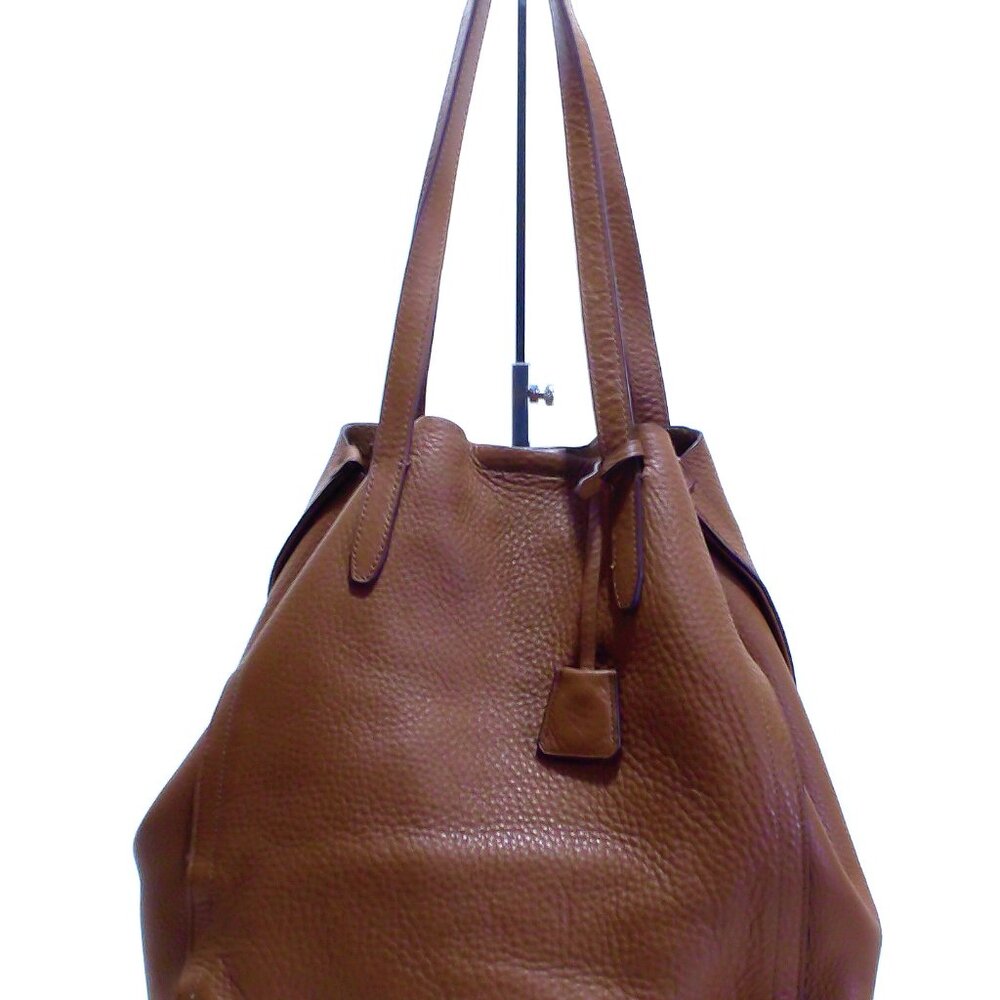 J.Crew Large Brown Leather Signet Tote Bag.